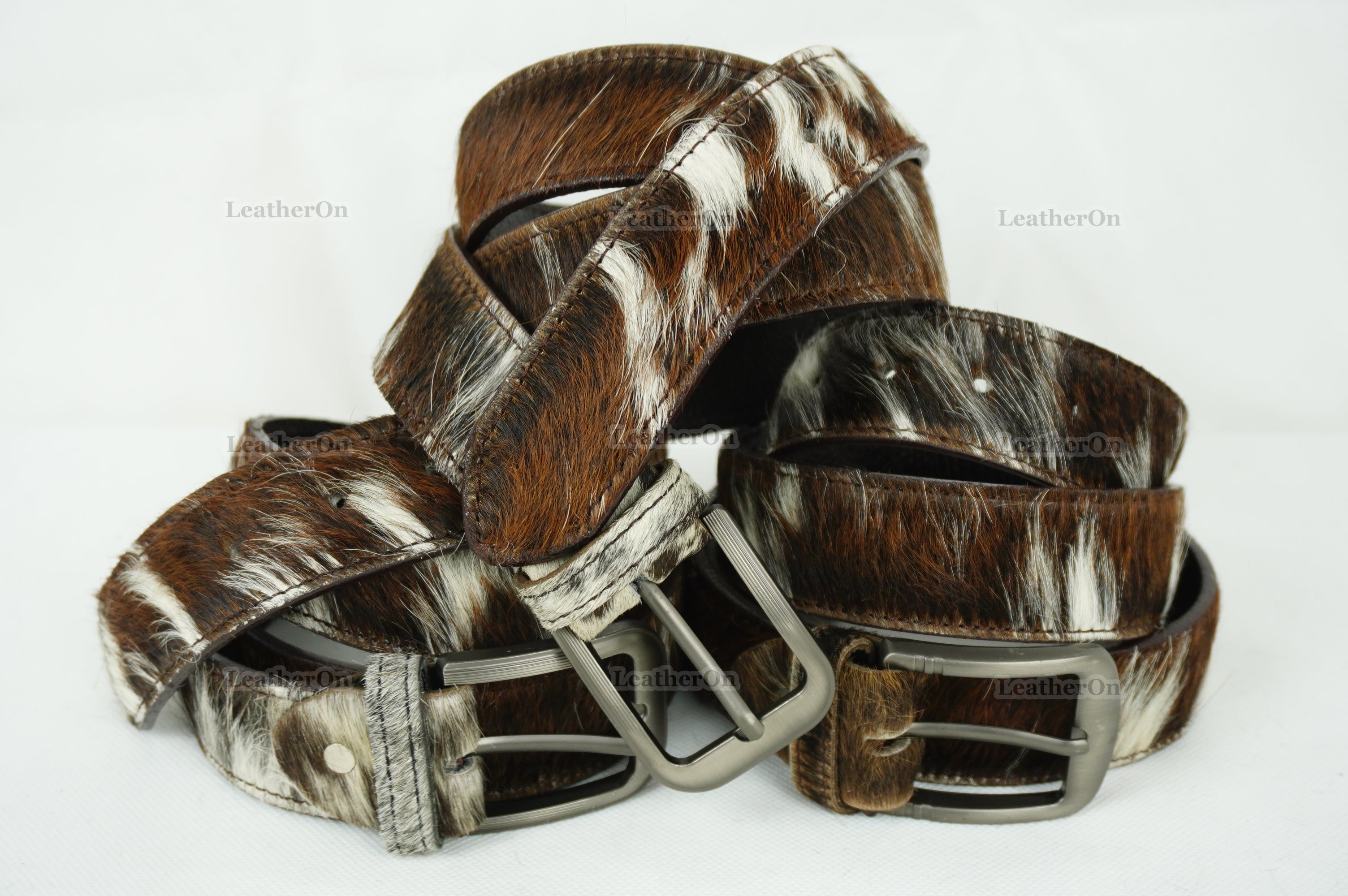 Genuine COWHIDE BELTS with Full Grain Leather Backside | Unisex 100% Natural Cow hide Belts | REAL Hair on Leather Belts | BLT12