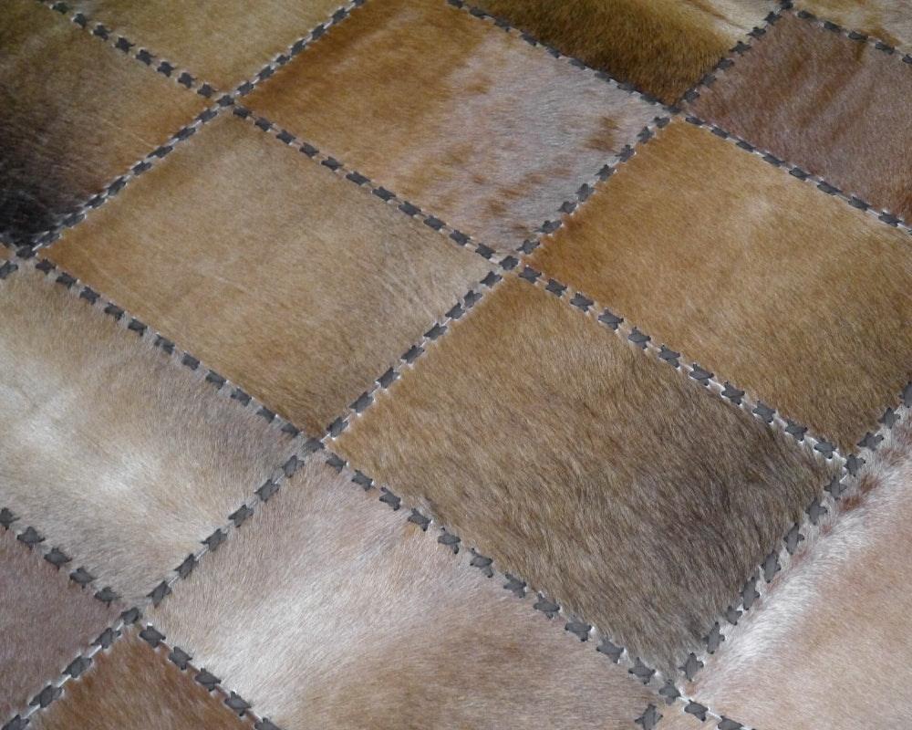Handmade Cowhide Patchwork Carpet Silky Soft Hair on Leather Area Rug ( Similar As Pictured )