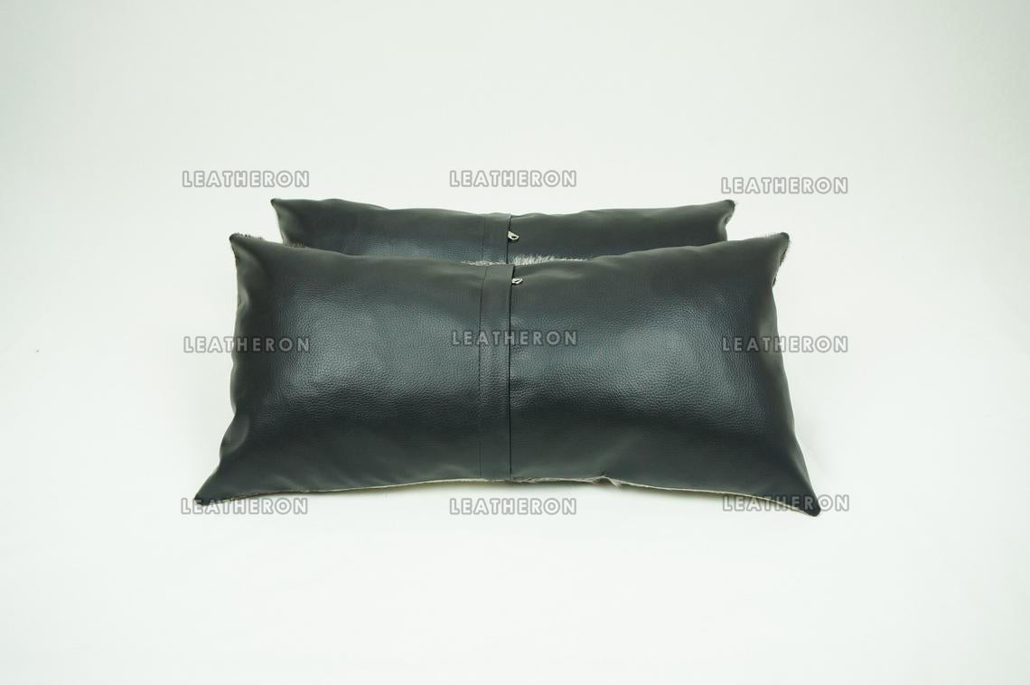 Cowhide Patchwork Pillow Covers (12 x 24 inch) 100% Natural Hair on Leather Pillow Cases Real Cow Skin Cushion Covers | PLW185