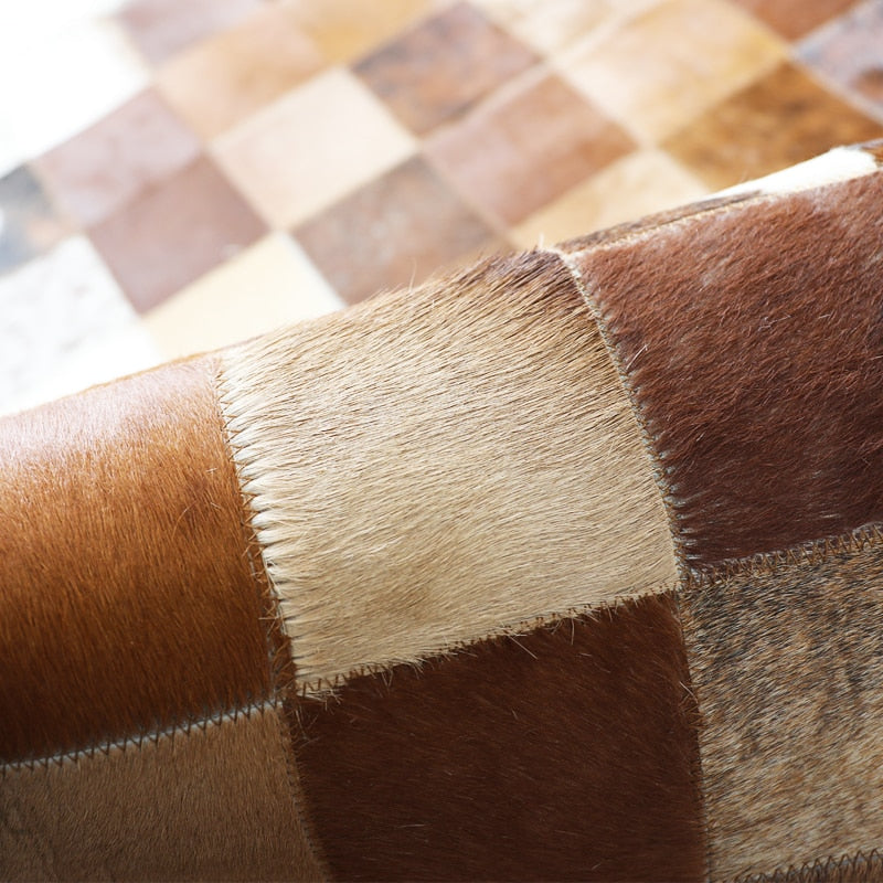 HANDMADE 100% Natural COWHIDE RUG | Patchwork Cowhide Area Rug | Real Cowhide Hallway Runner | Hair on Leather Cowhide Carpet | PR40