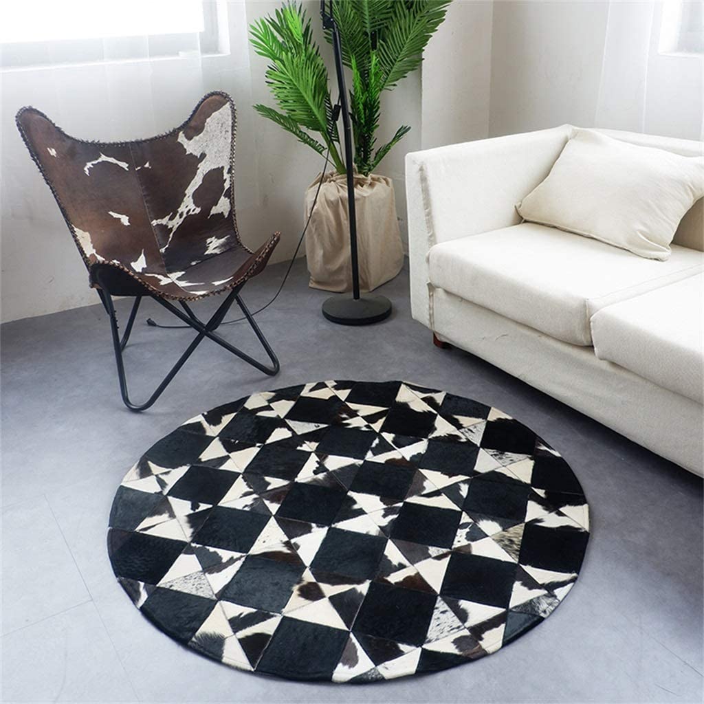 Exquisite Handcrafted Cowhide Masterpiece, 100% Natural Patchwork Area Rug | Hair on Leather Cowhide Carpet | PR109