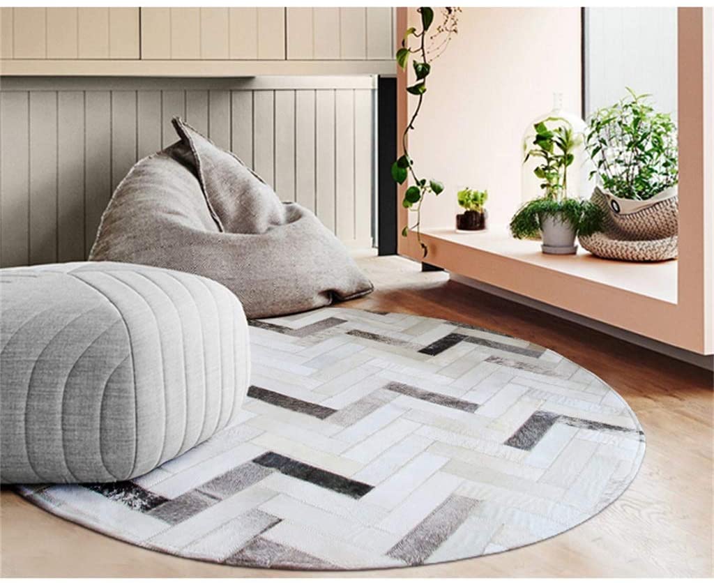 HANDMADE 100% Natural Patchwork Cowhide Area Rug | Hair on Leather Cowhide Carpet | PR79