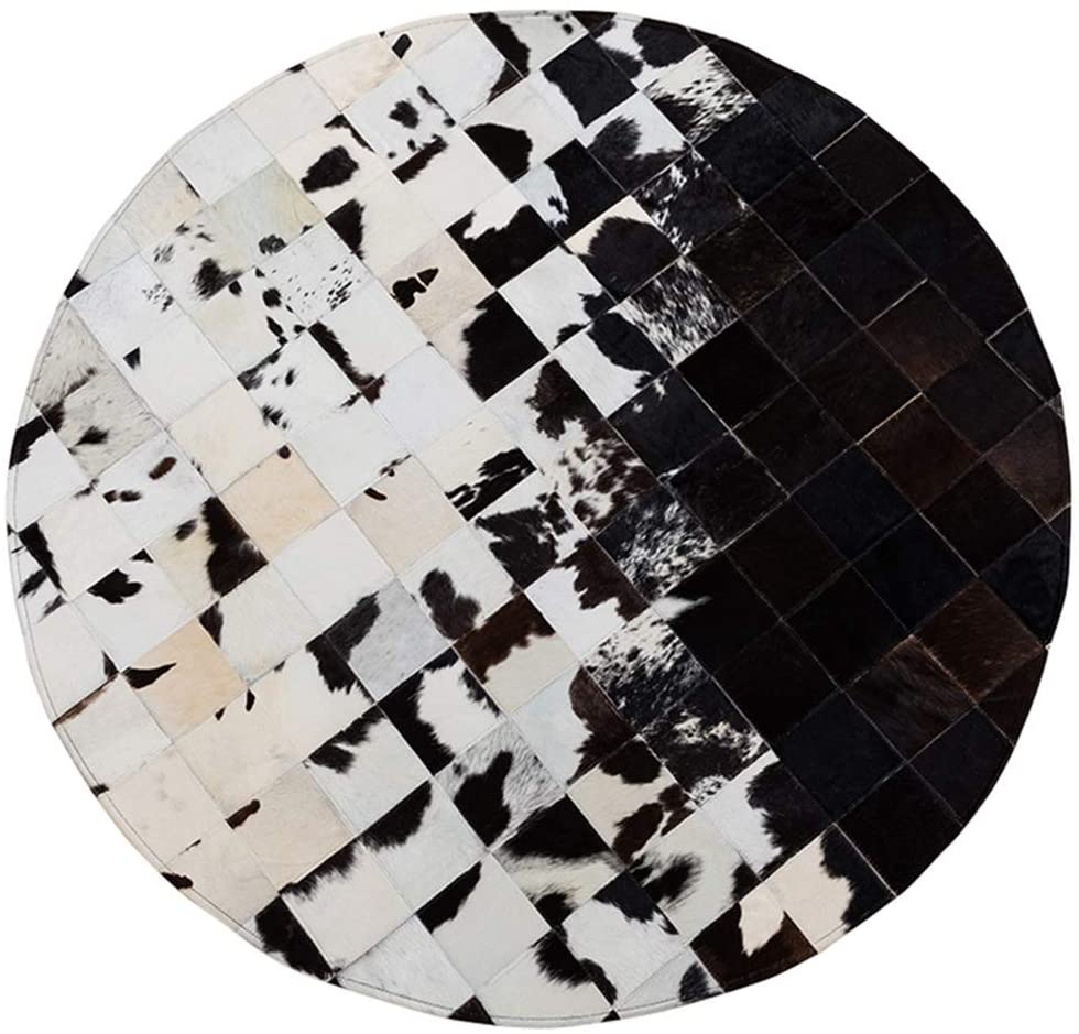 HANDMADE 100% Natural COWHIDE PATCHWORK AREA RUG | Hair on Leather Carpet | PR97