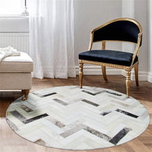 Load image into Gallery viewer, HANDMADE 100% Natural Patchwork Cowhide Area Rug | Hair on Leather Cowhide Carpet | PR79
