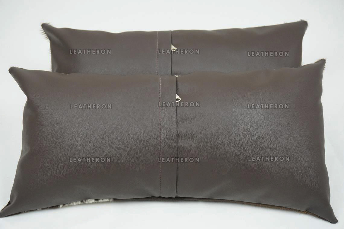 Cowhide Patchwork Pillow Covers (12 x 24 inch) 100% Natural Hair on Leather Pillow Cases Real Cow Skin Cushion Covers | PLW186