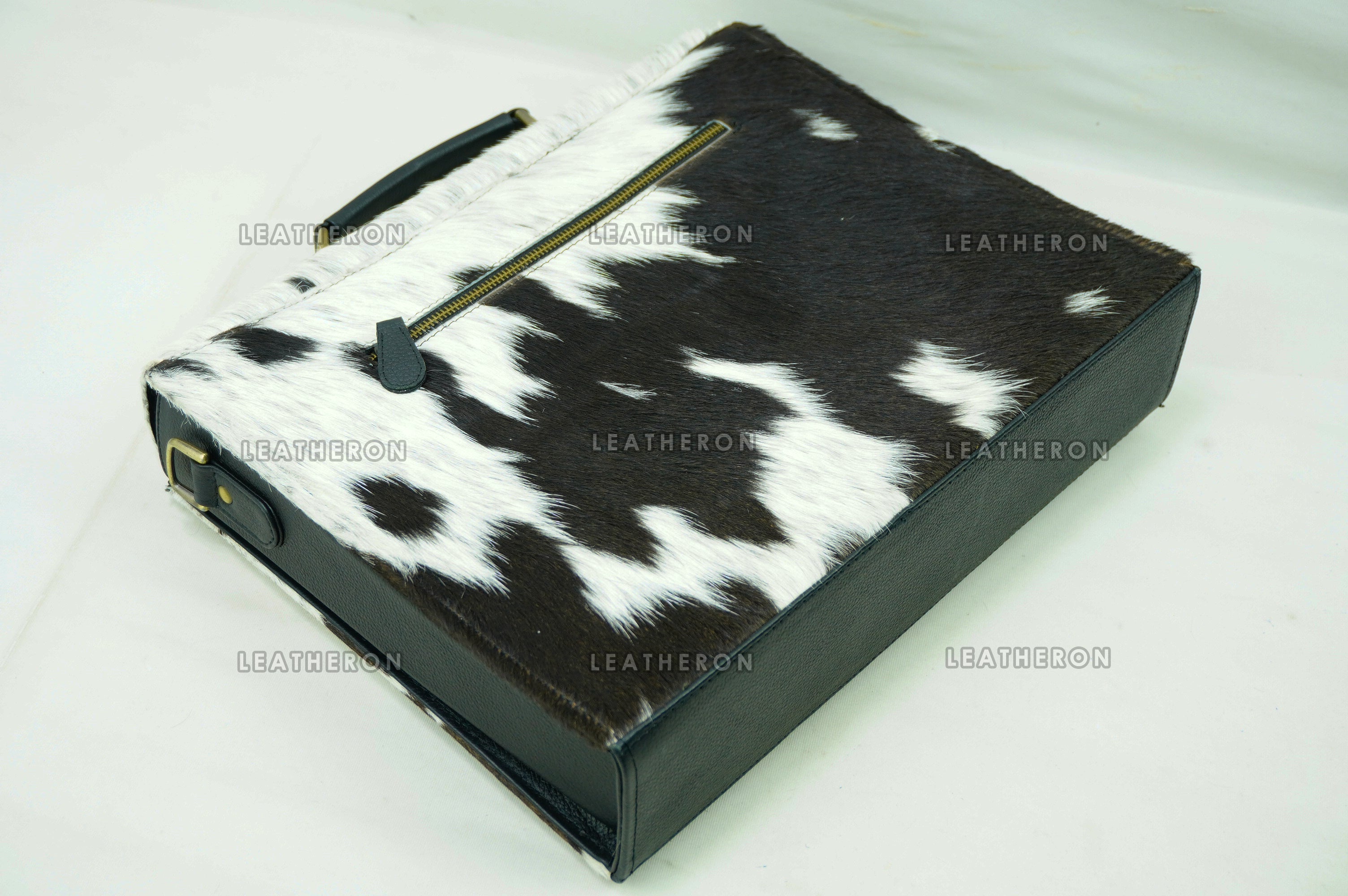 Cowhide Leather Office Bag Natural Cowhide Laptop Bag Hair On Leather Briefcase Real Cowhide Documents Bag Cowhide File Bag | OB4