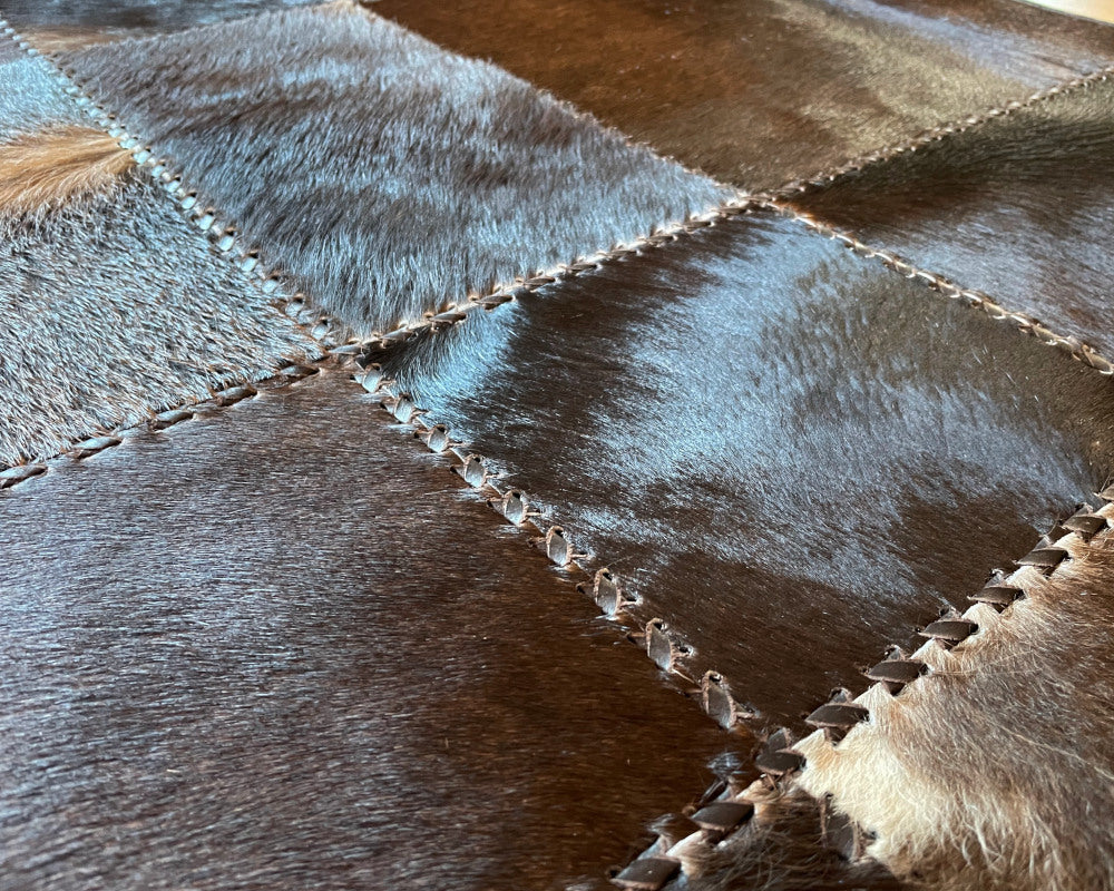 COWHIDE Patchwork Carpet For Interior/Home/Office Decor | Leather Floor Area Rug and Runner for Hallway Entryway | PR186