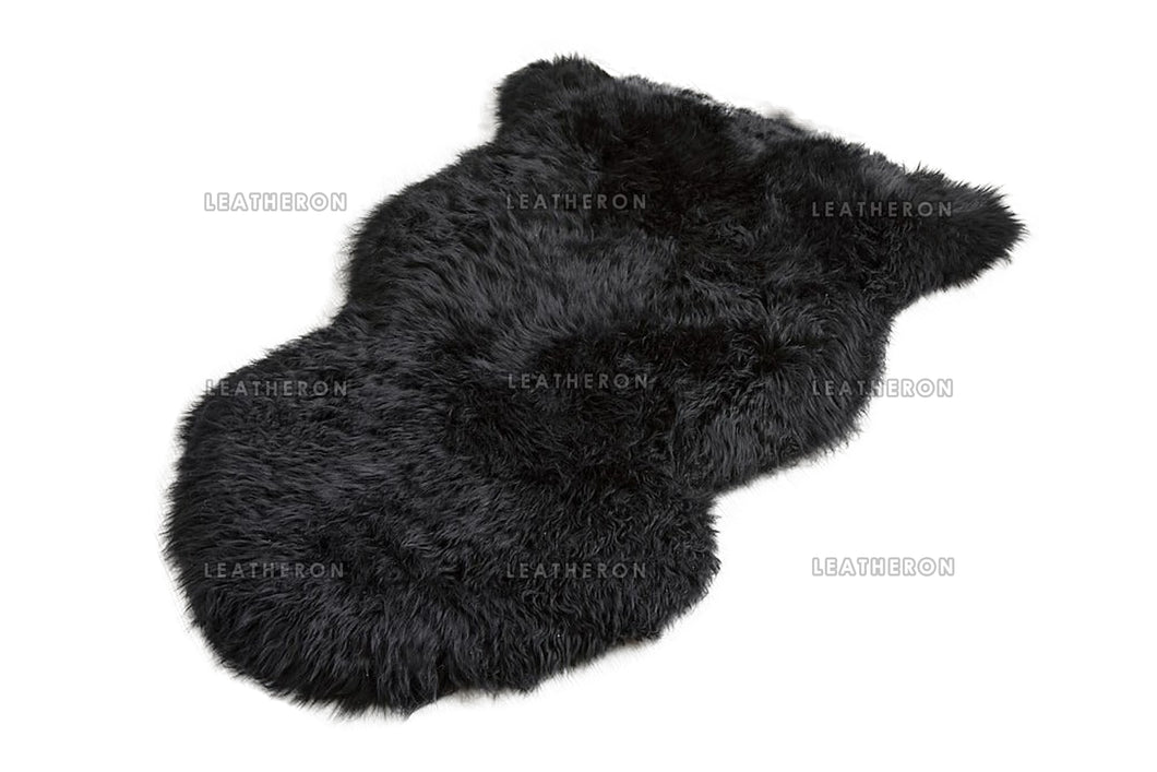 Genuine Australian Black SHEEPSKIN Rug 100% Natural Real Sheepskin Fur Area Rug (3 x 2 ft. approx.)