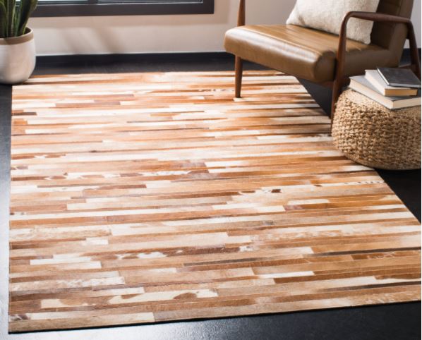 HANDMADE 100% Natural COWHIDE RUG | Patchwork Cowhide Area Rug | Real Cowhide Hallway Runner | Hair on Leather Cowhide Carpet | PR55