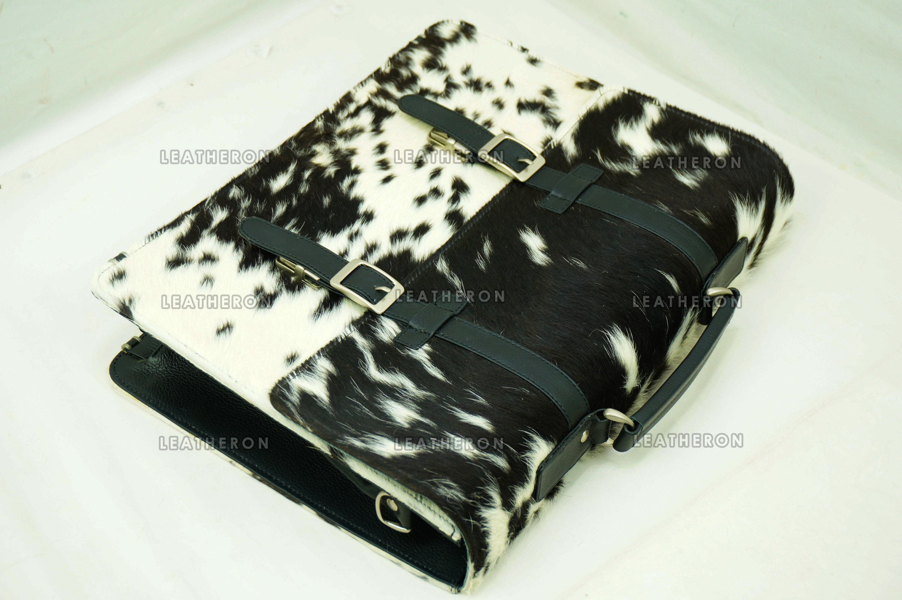 Cowhide Leather Office Bag Natural Cowhide Laptop Bag Hair On Leather Briefcase Real Cowhide Documents Bag Cowhide File Bag | OB10