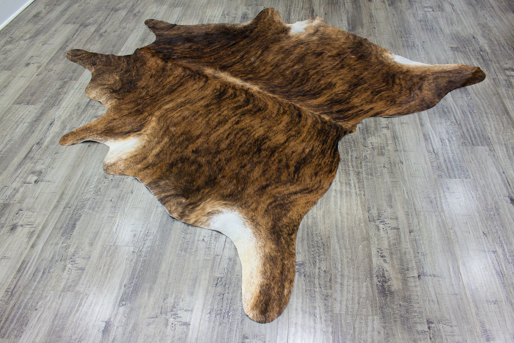 XLarge ( 7.2 x 6.1 ft ) Brazilian Brindle COWHIDE Rug Hair-on Leather Area Rug - Exact as Photo