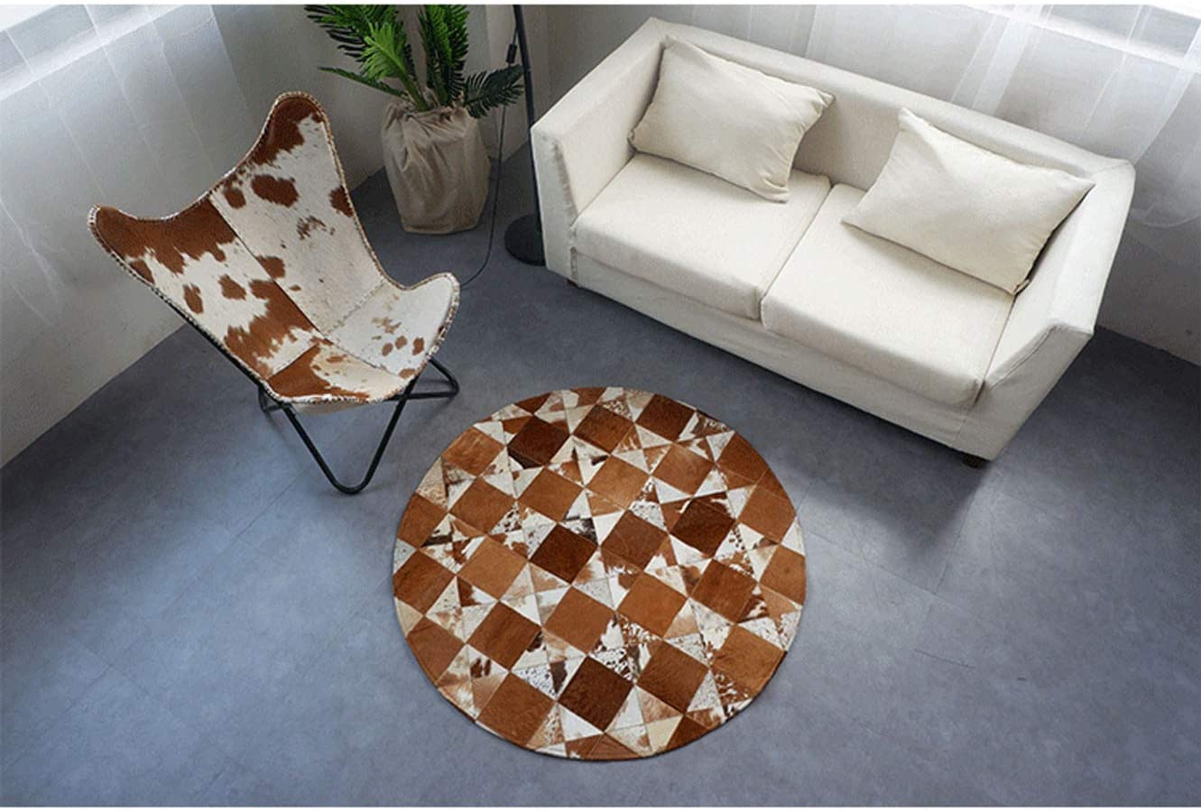 Exquisite Handcrafted Cowhide Masterpiece, 100% Natural Patchwork Area Rug | Hair on Leather Cowhide Carpet | PR109