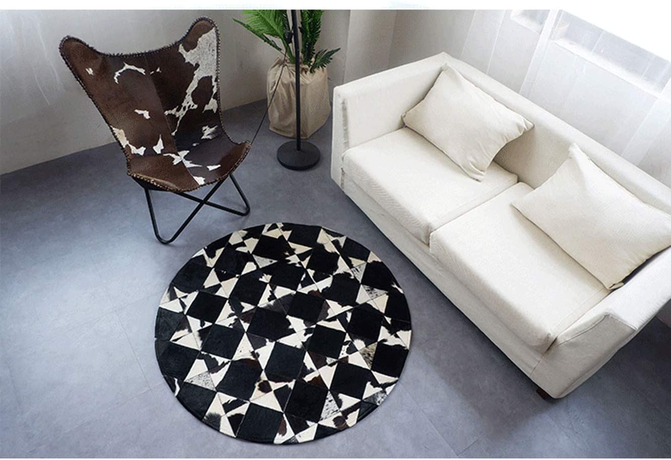 Exquisite Handcrafted Cowhide Masterpiece, 100% Natural Patchwork Area Rug | Hair on Leather Cowhide Carpet | PR109