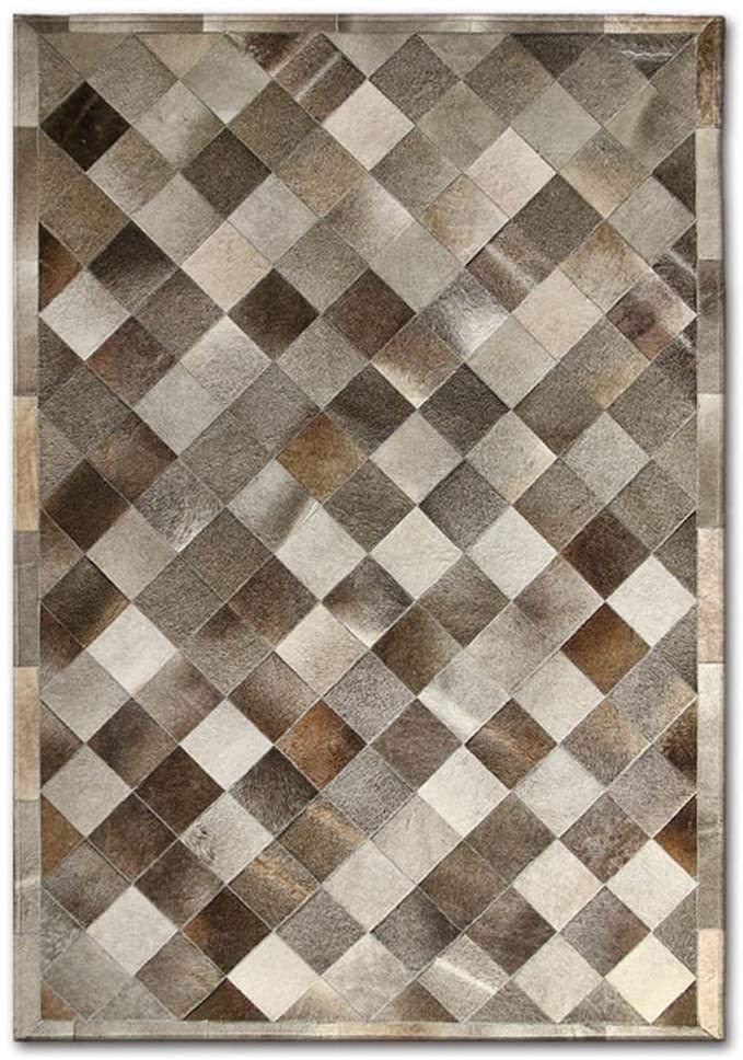 Sophisticated Style: Genuine Cowhide Patchwork Rug | Real Cowhide Hallway Runner | Hair on Leather Carpet | PR181