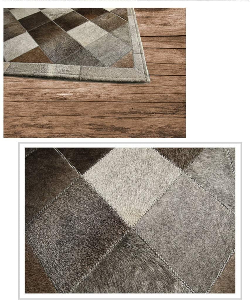 Sophisticated Style: Genuine Cowhide Patchwork Rug | Real Cowhide Hallway Runner | Hair on Leather Carpet | PR181