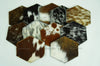 Cowhide Tea Coasters | Real Hair-on-Leather Tea Coasters | Hexagon Shape Multi Color Tea Coasters