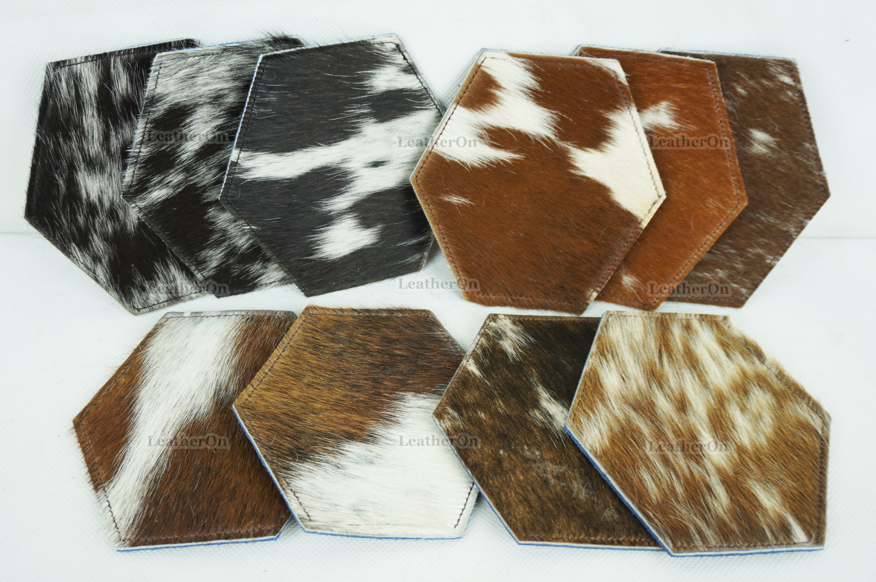 Cowhide Tea Coasters | Real Hair-on-Leather Tea Coasters | Handmade Natural Cow Skin Tea Coasters