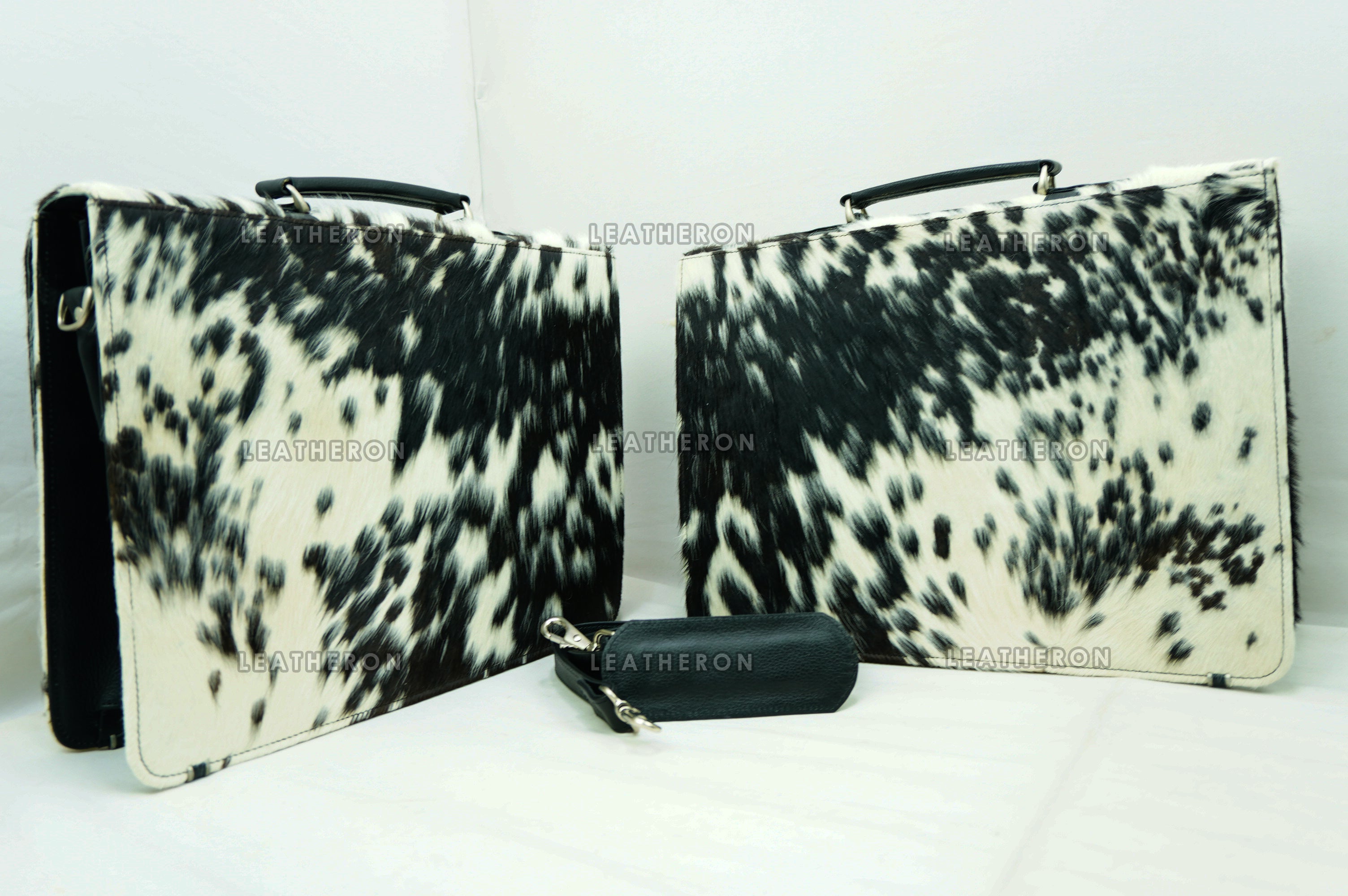 Cowhide Leather Office Bag Natural Cowhide Laptop Bag Hair On Leather Briefcase Real Cowhide Documents Bag Cowhide File Bag | OB10