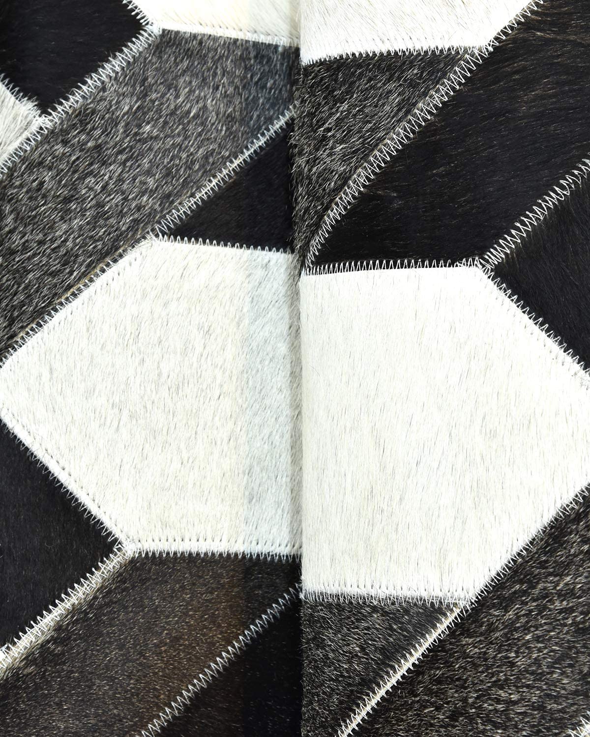Handcrafted Cowhide Patchwork Rug: 100% Natural, Real Leather | Hallway Runner | Hair on Leather Carpet | PR179