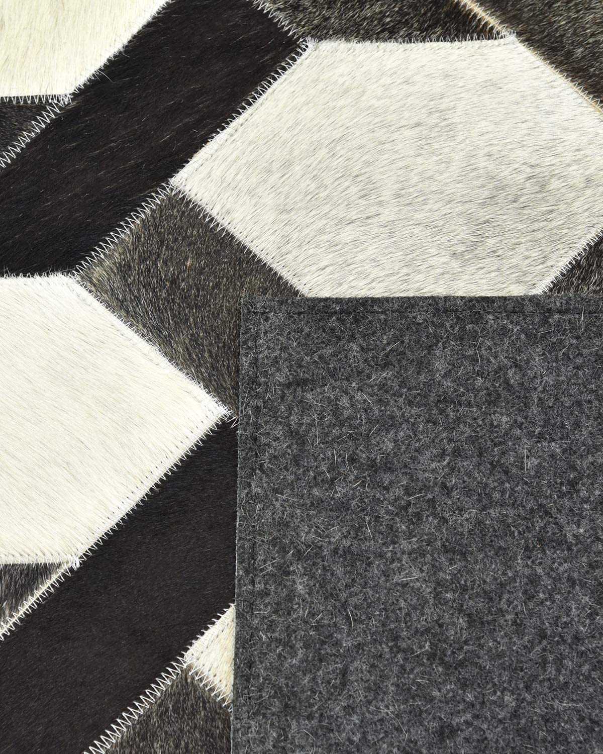 Handcrafted Cowhide Patchwork Rug: 100% Natural, Real Leather | Hallway Runner | Hair on Leather Carpet | PR179