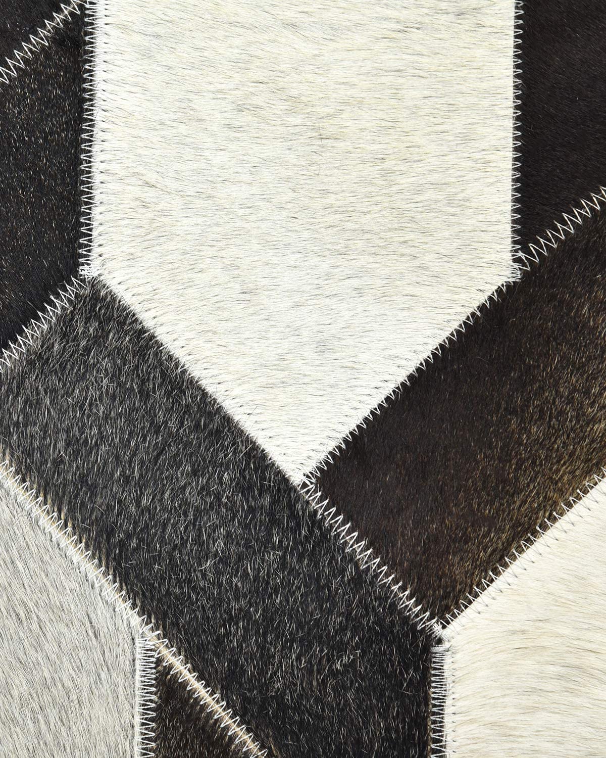 Handcrafted Cowhide Patchwork Rug: 100% Natural, Real Leather | Hallway Runner | Hair on Leather Carpet | PR179