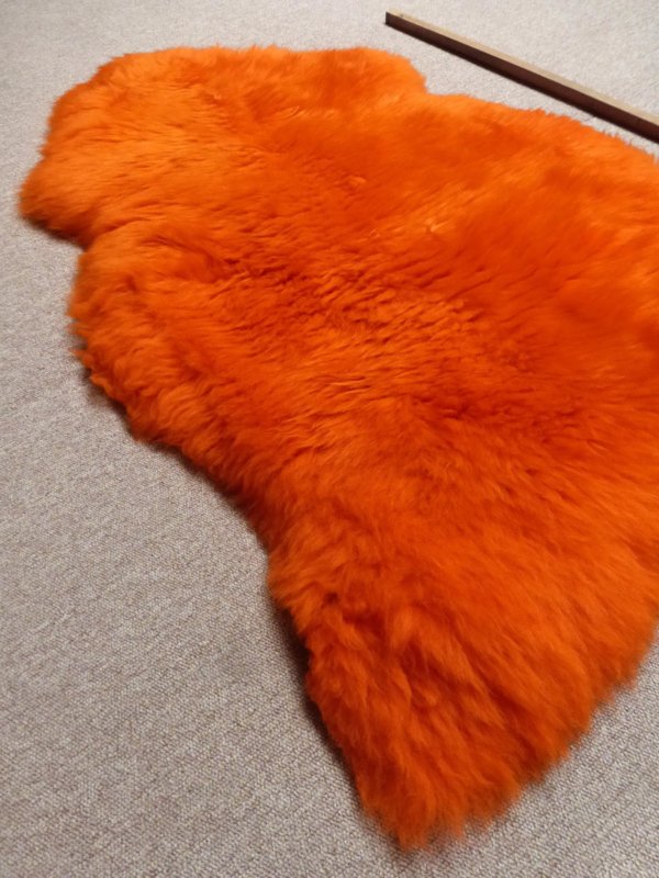 Genuine Australian Orange SHEEPSKIN Rug ( 3 x 2 ft. approx. ) 100% Natural Real Sheepskin Fur Area Rug