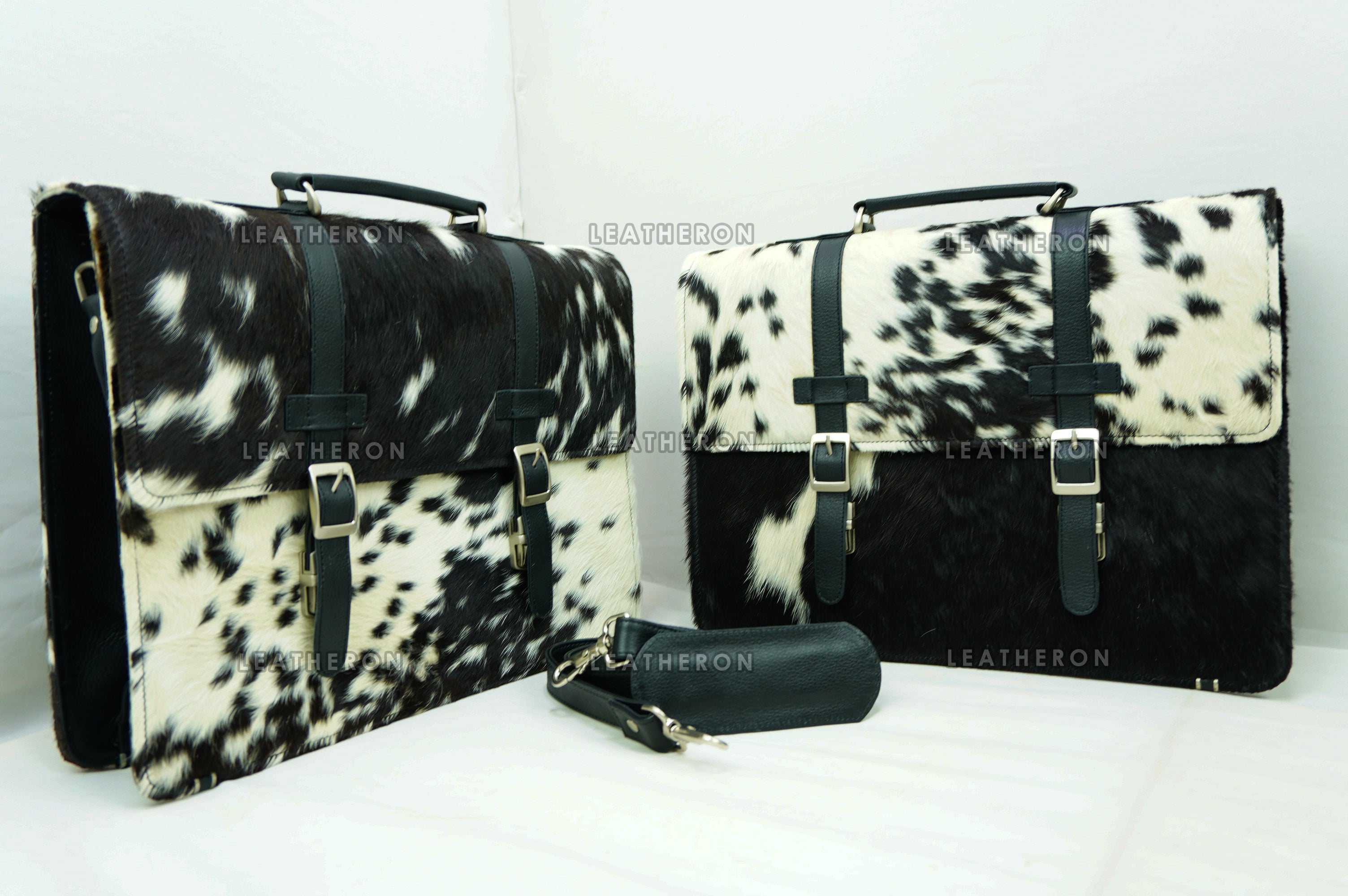 Cowhide Leather Office Bag Natural Cowhide Laptop Bag Hair On Leather Briefcase Real Cowhide Documents Bag Cowhide File Bag | OB10
