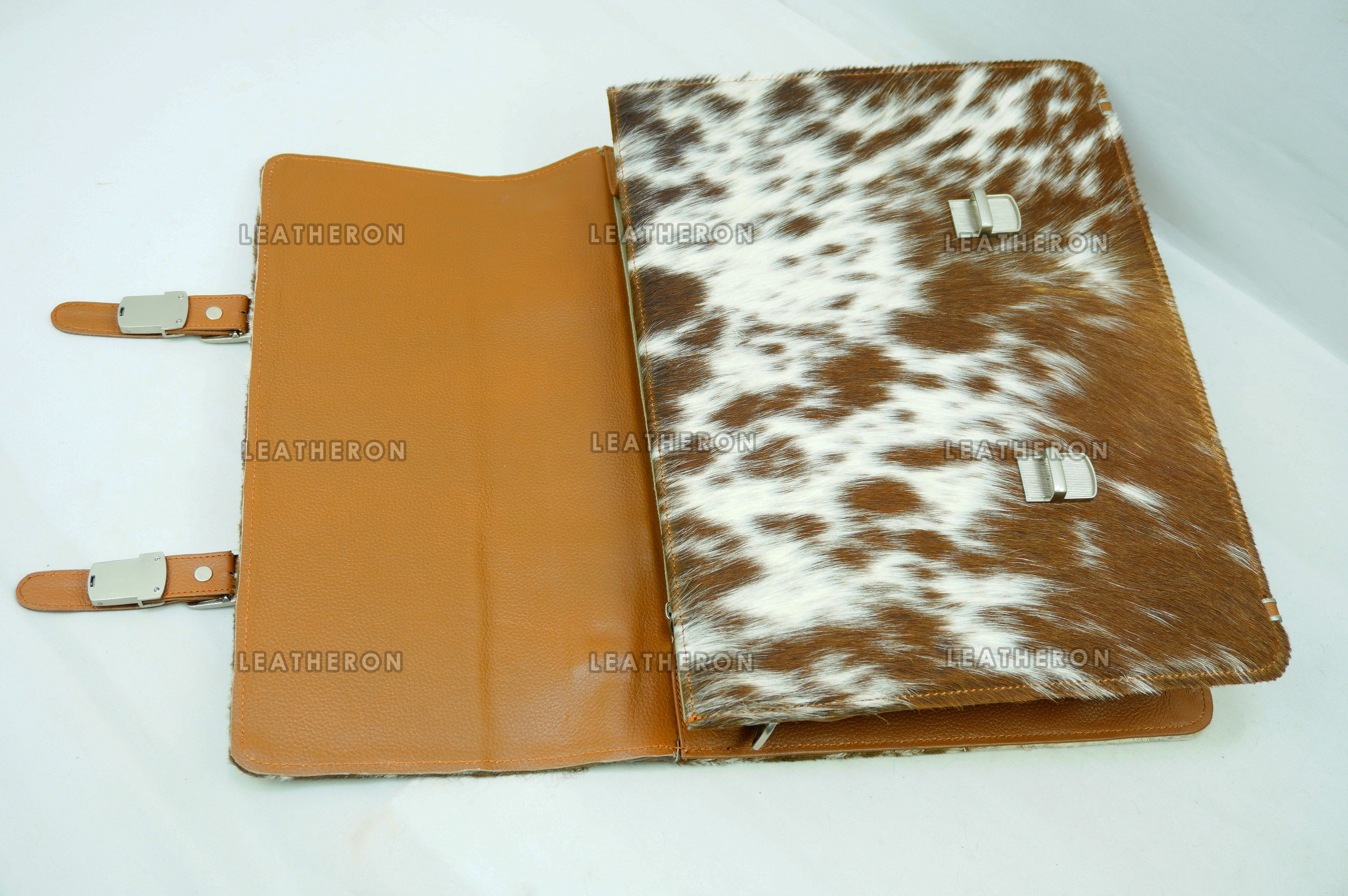 Cowhide Leather Office Bag Natural Cowhide Laptop Bag Hair On Leather Briefcase Real Cowhide Documents Bag Cowhide File Bag | OB12