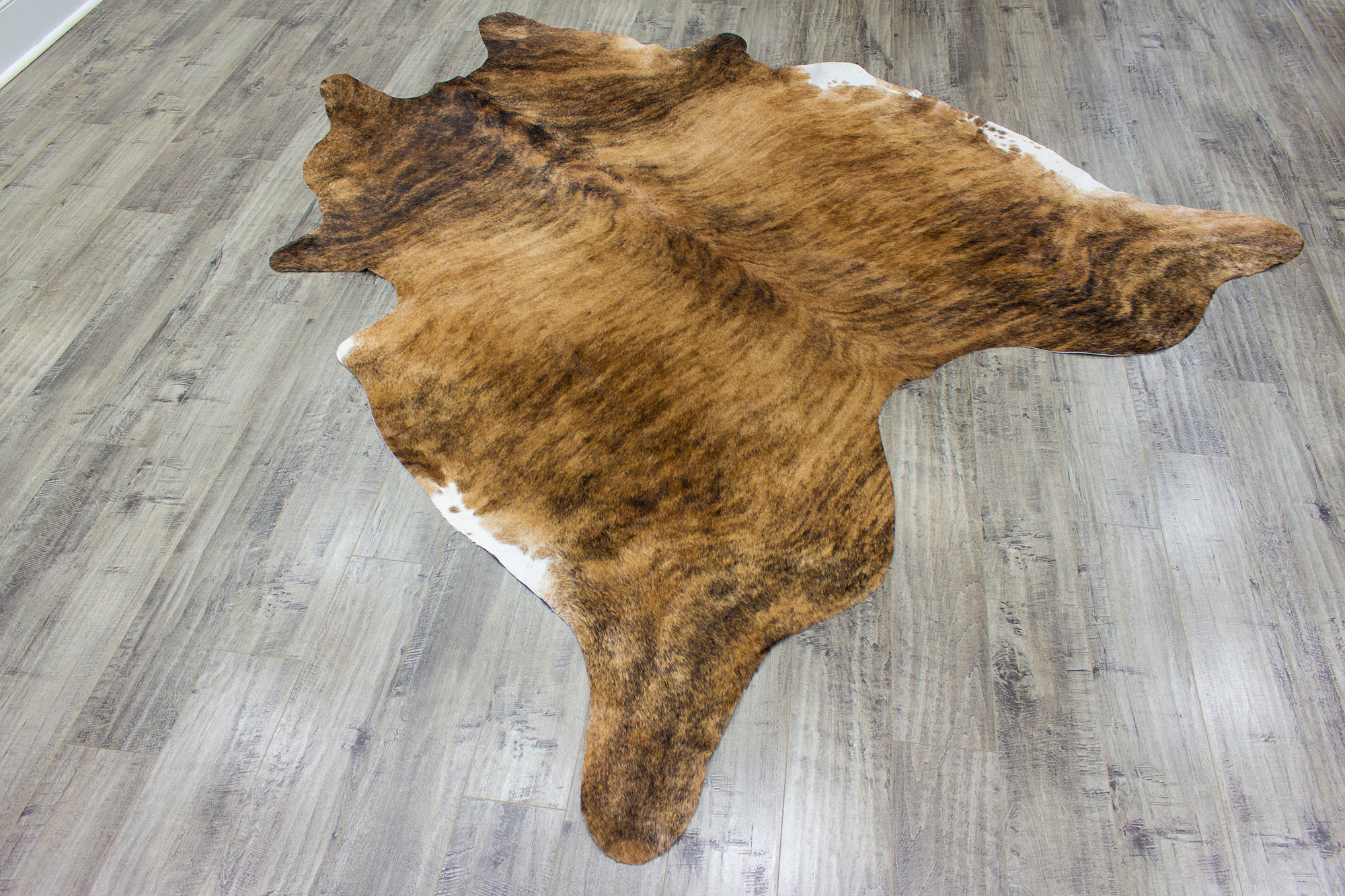 XLarge ( 6.9 x 6.6 ft ) Brazilian Brindle COWHIDE Rug Hair-on Leather Area Rug - Exact as Photo