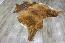 Load image into Gallery viewer, XLarge ( 6.9 x 6.6 ft ) Brazilian Brindle COWHIDE Rug Hair-on Leather Area Rug - Exact as Photo

