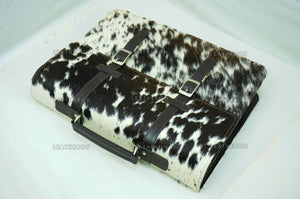 Cowhide Leather Office Bag Natural Cowhide Laptop Bag Hair On Leather Briefcase Real Cowhide Documents Bag Cowhide File Bag | OB10