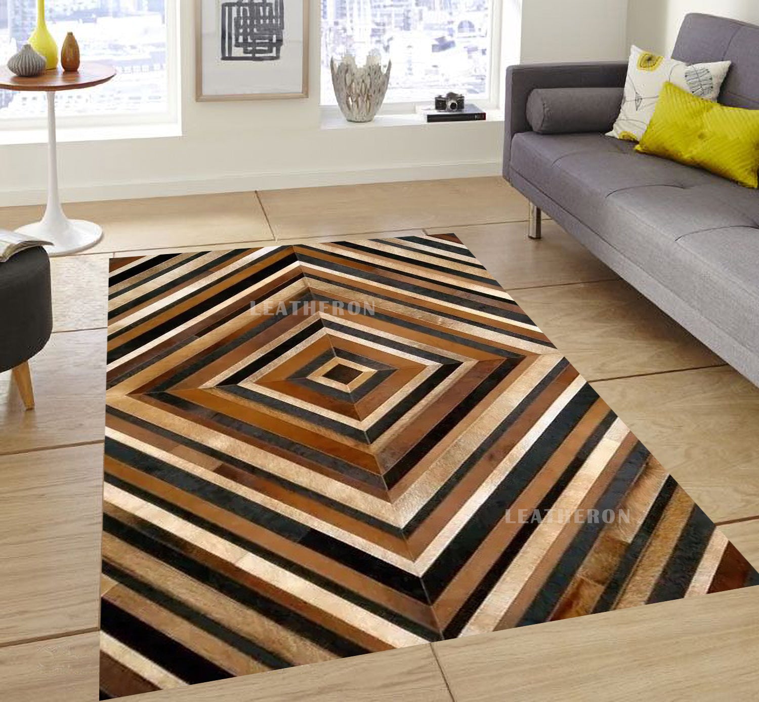 HANDMADE 100% Natural COWHIDE RUG | Patchwork Cowhide Area Rug | Real Cowhide Hallway Runner | Hair on Leather Cowhide Carpet | PR208