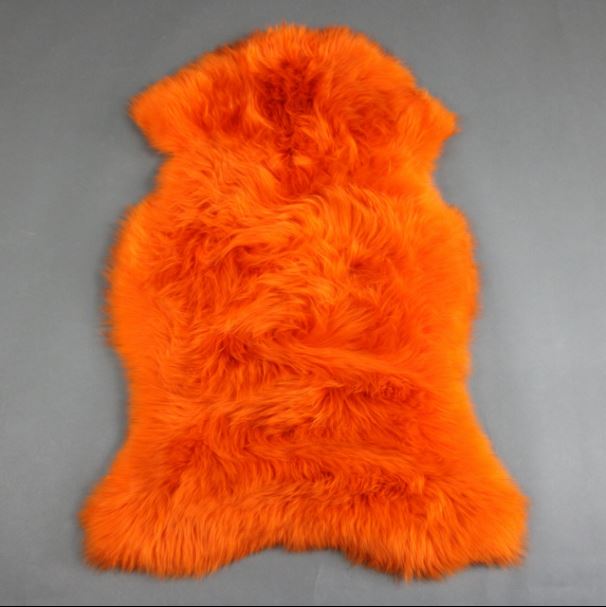 Genuine Australian Orange SHEEPSKIN Rug ( 3 x 2 ft. approx. ) 100% Natural Real Sheepskin Fur Area Rug