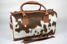 Load image into Gallery viewer, Natural Cowhide Duffel Bag Hair On Leather TRAVEL Bag Real Cow hide Luggage Bag Original Cow Skin Duffel Bag | DB33
