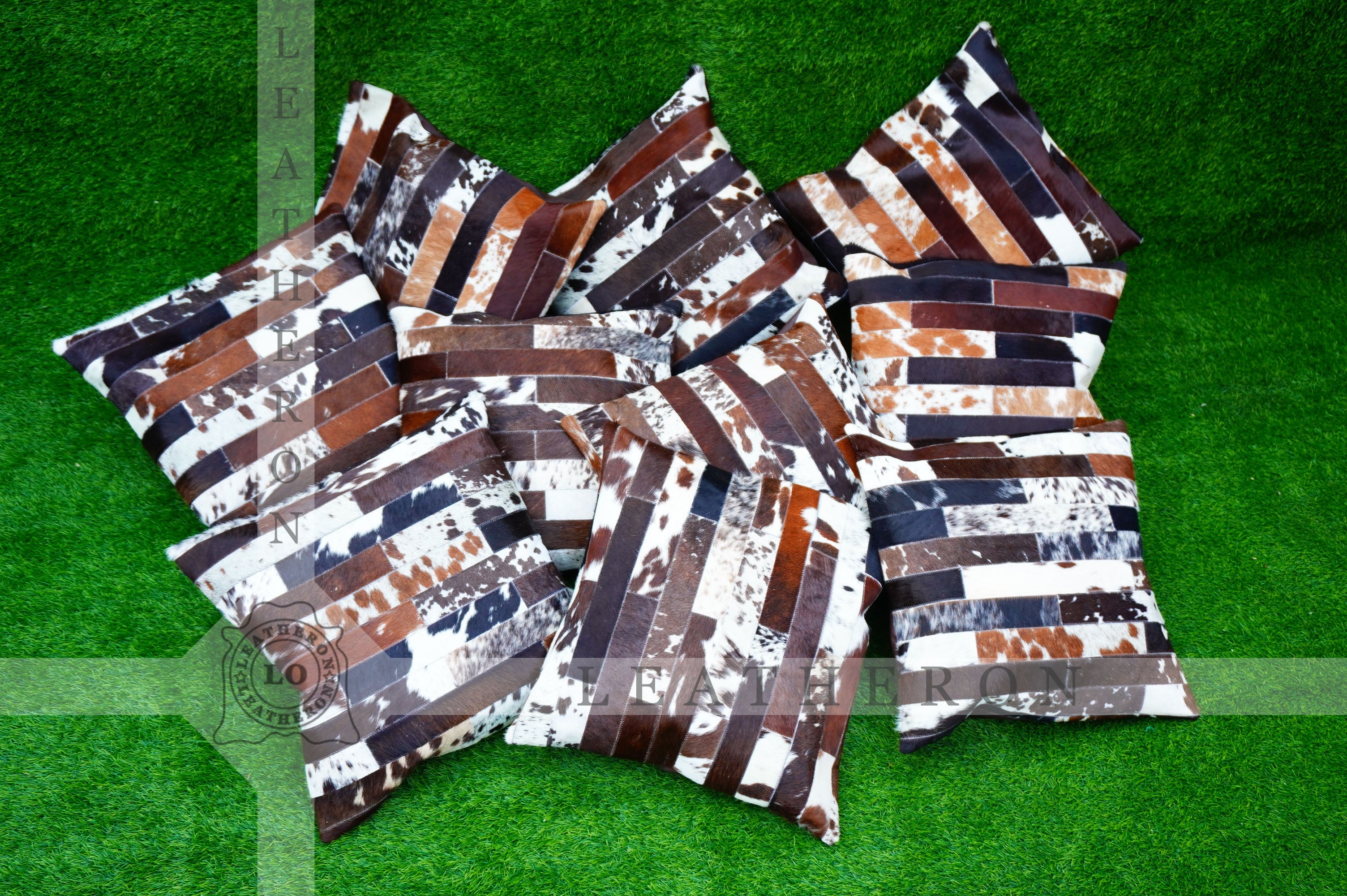 Patchwork Natural Cowhide Pillow Covers Real Cowhide Pillow Cases Handmade Hair-on- Leather Cushion Covers Cow Skin Cushion Cases | PLW214