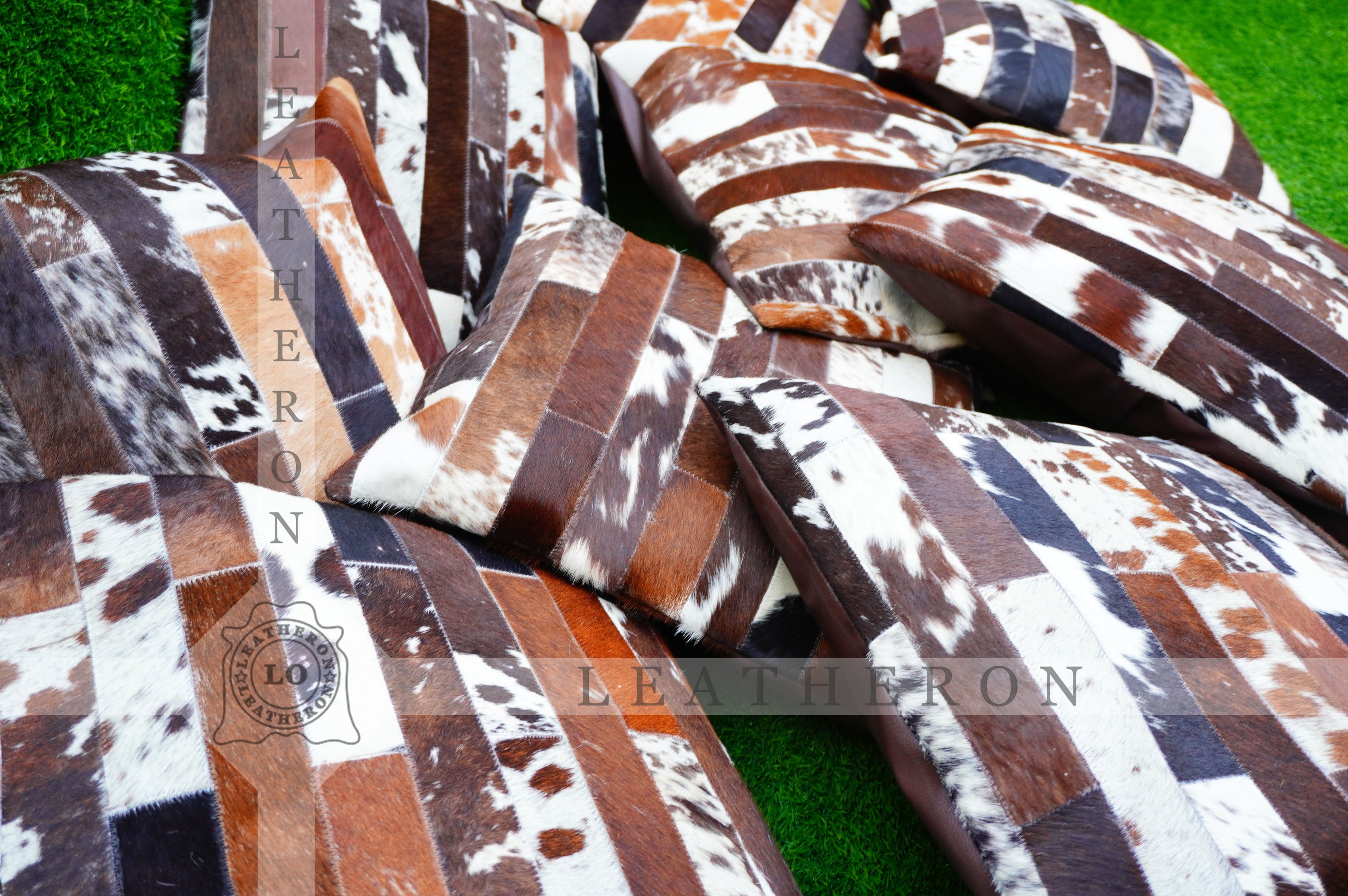 Patchwork Natural Cowhide Pillow Covers Real Cowhide Pillow Cases Handmade Hair-on- Leather Cushion Covers Cow Skin Cushion Cases | PLW214