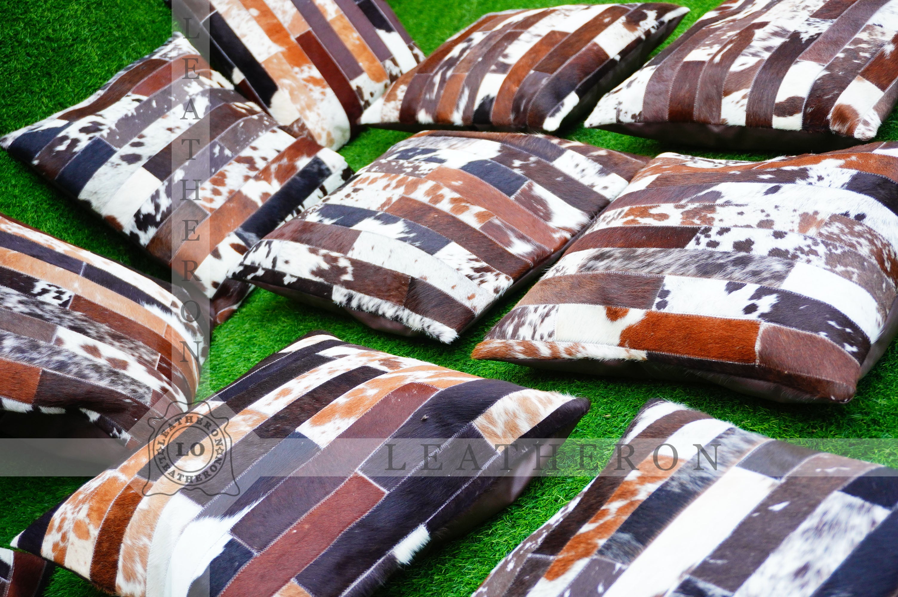 Patchwork Natural Cowhide Pillow Covers Real Cowhide Pillow Cases Handmade Hair-on- Leather Cushion Covers Cow Skin Cushion Cases | PLW214