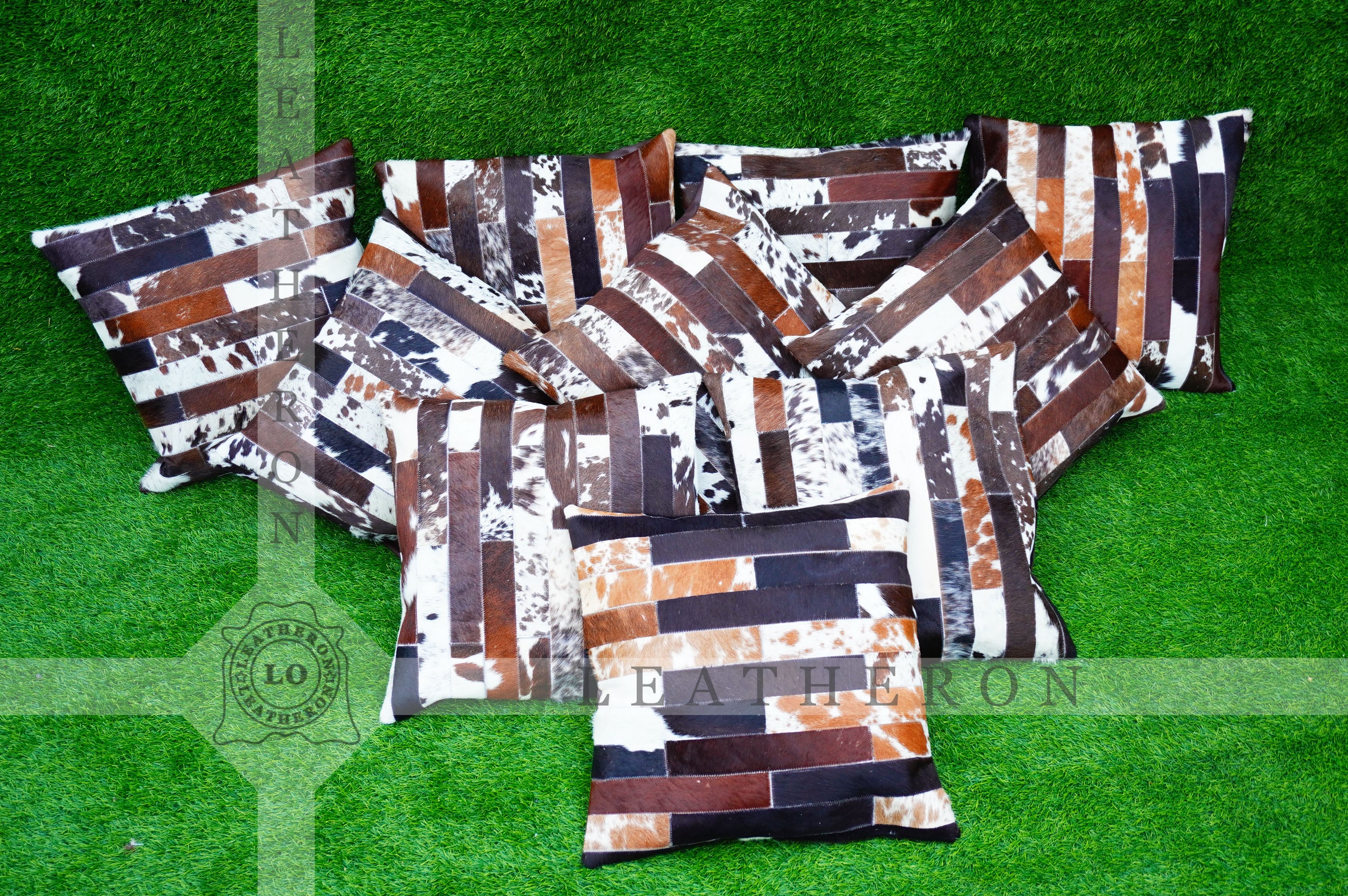 Patchwork Natural Cowhide Pillow Covers Real Cowhide Pillow Cases Handmade Hair-on- Leather Cushion Covers Cow Skin Cushion Cases | PLW214