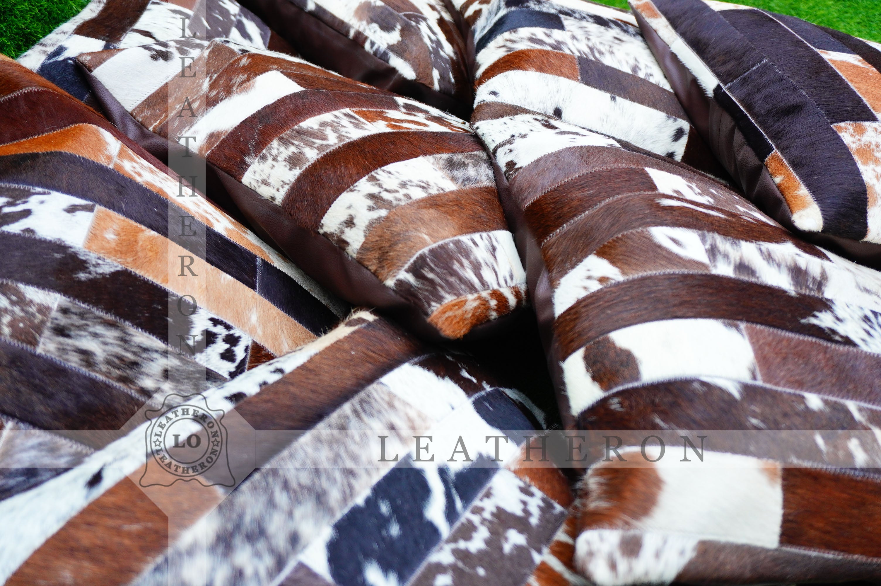 Patchwork Natural Cowhide Pillow Covers Real Cowhide Pillow Cases Handmade Hair-on- Leather Cushion Covers Cow Skin Cushion Cases | PLW214