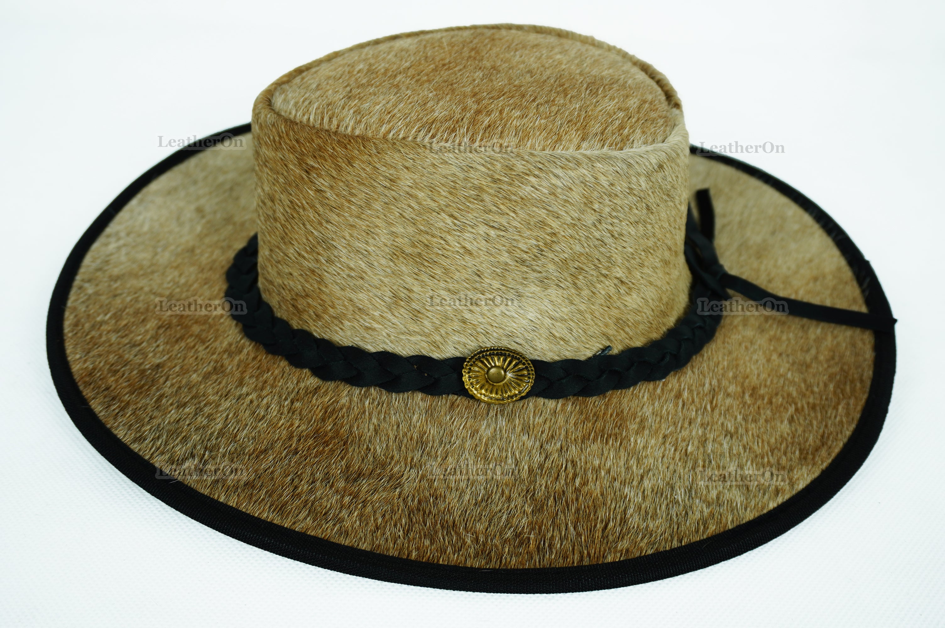 Cowboy Hat | Natural Cowhide Hat | Real Hair on Leather Hat | Western Cowboy Hat | Camel Cowboy Hat | Handmade Cow Skin Hat | Cowgirl hat | HAT4