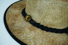 Load image into Gallery viewer, Cowboy Hat | Natural Cowhide Hat | Real Hair on Leather Hat | Western Cowboy Hat | Camel Cowboy Hat | Handmade Cow Skin Hat | Cowgirl hat | HAT4
