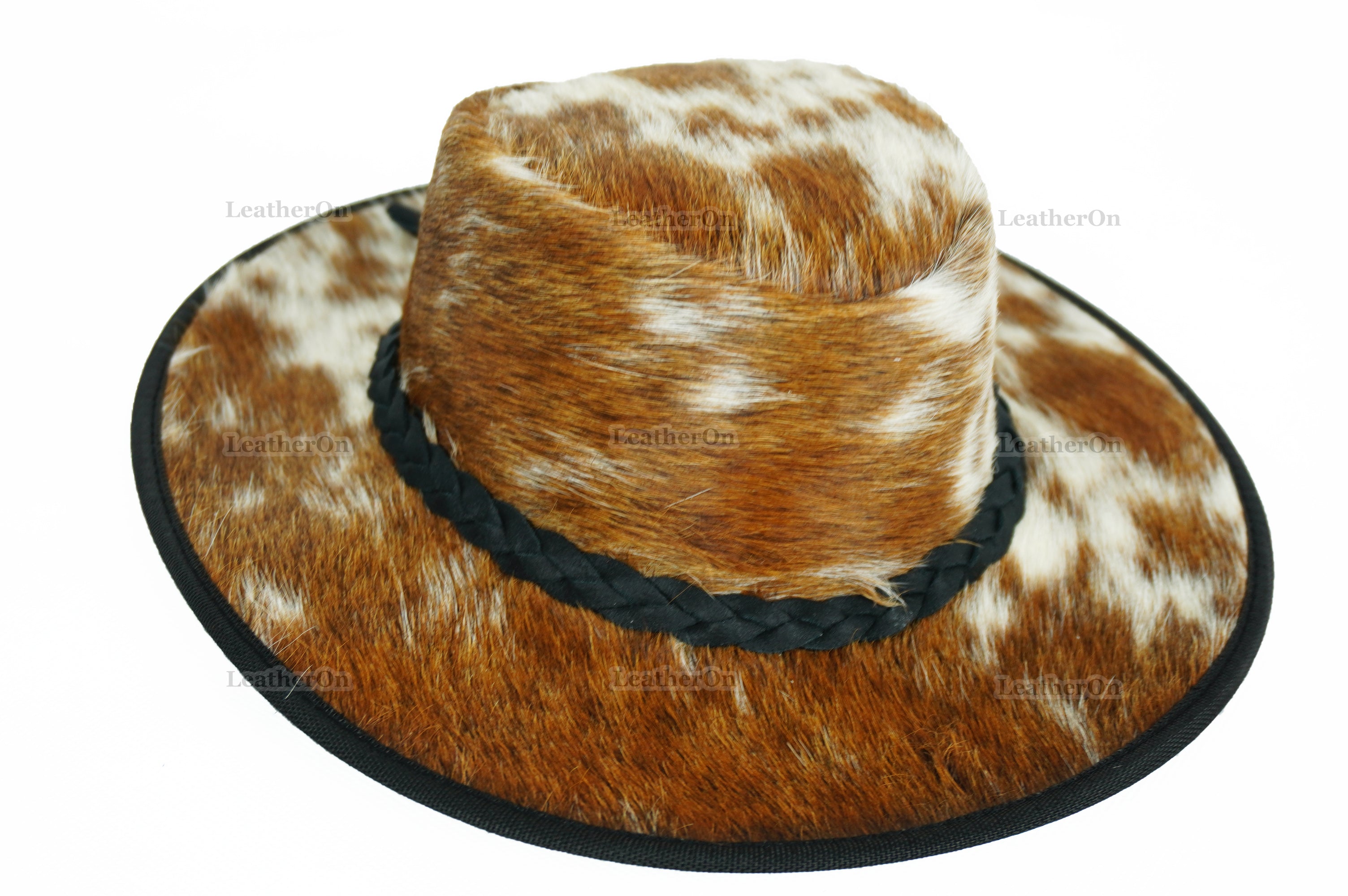 Cowboy Hat | Natural Cowhide Hat | Real Hair on Leather Hat | Western Cowboy Hat | Camel Cowboy Hat | Handmade Cow Skin Hat | Cowgirl hat | HAT2