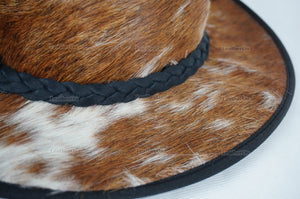 Cowboy Hat | Natural Cowhide Hat | Real Hair on Leather Hat | Western Cowboy Hat | Camel Cowboy Hat | Handmade Cow Skin Hat | Cowgirl hat | HAT2