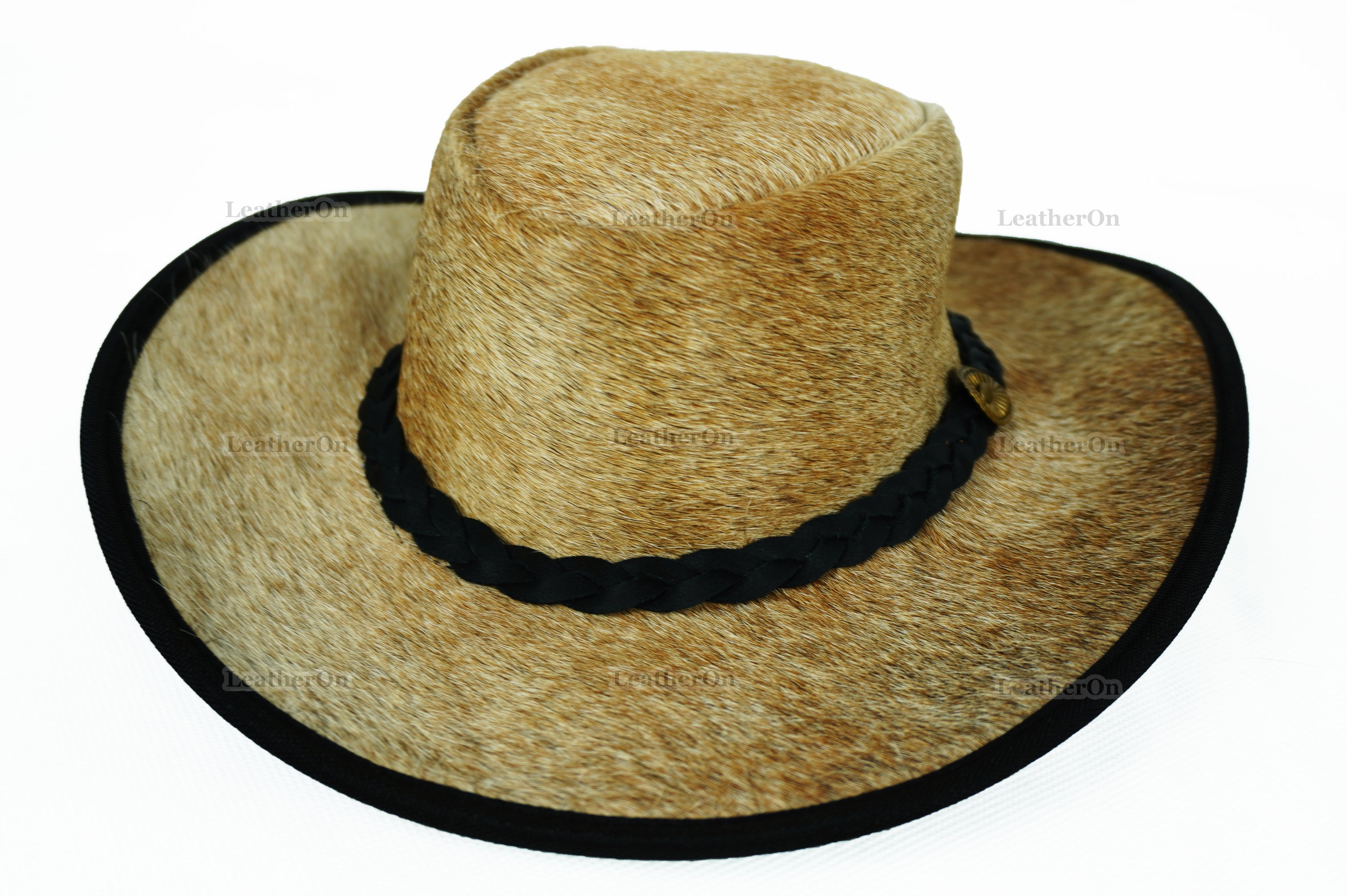 Cowboy Hat | Natural Cowhide Hat | Real Hair on Leather Hat | Western Cowboy Hat | Camel Cowboy Hat | Handmade Cow Skin Hat | Cowgirl hat | HAT4