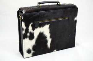 Cowhide Leather Office Bag Real Hair on Cowhide Leather File Bag Natural Cow Skin Laptop Bag | OB01