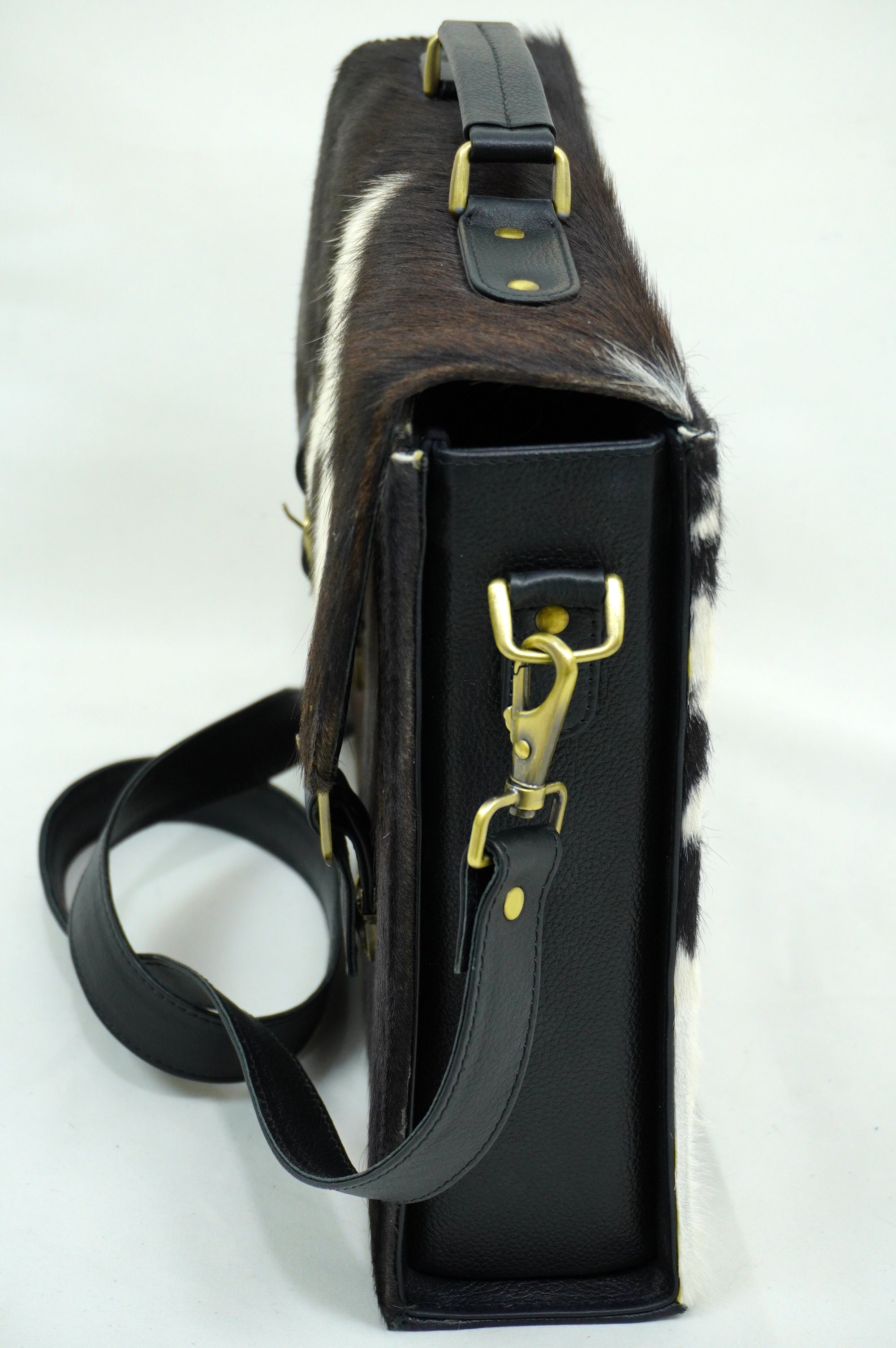 Cowhide Leather Office Bag Real Hair on Cowhide Leather File Bag Natural Cow Skin Laptop Bag | OB01