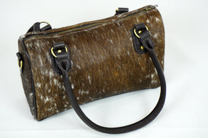 GENUINE Cowhide Barrel Bag | Real Cow Skin Shoulder Bag | Hair on Leather Hand Bag