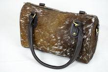 Load image into Gallery viewer, GENUINE Cowhide Barrel Bag | Real Cow Skin Shoulder Bag | Hair on Leather Hand Bag
