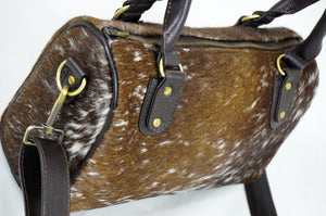 GENUINE Cowhide Barrel Bag | Real Cow Skin Shoulder Bag | Hair on Leather Hand Bag