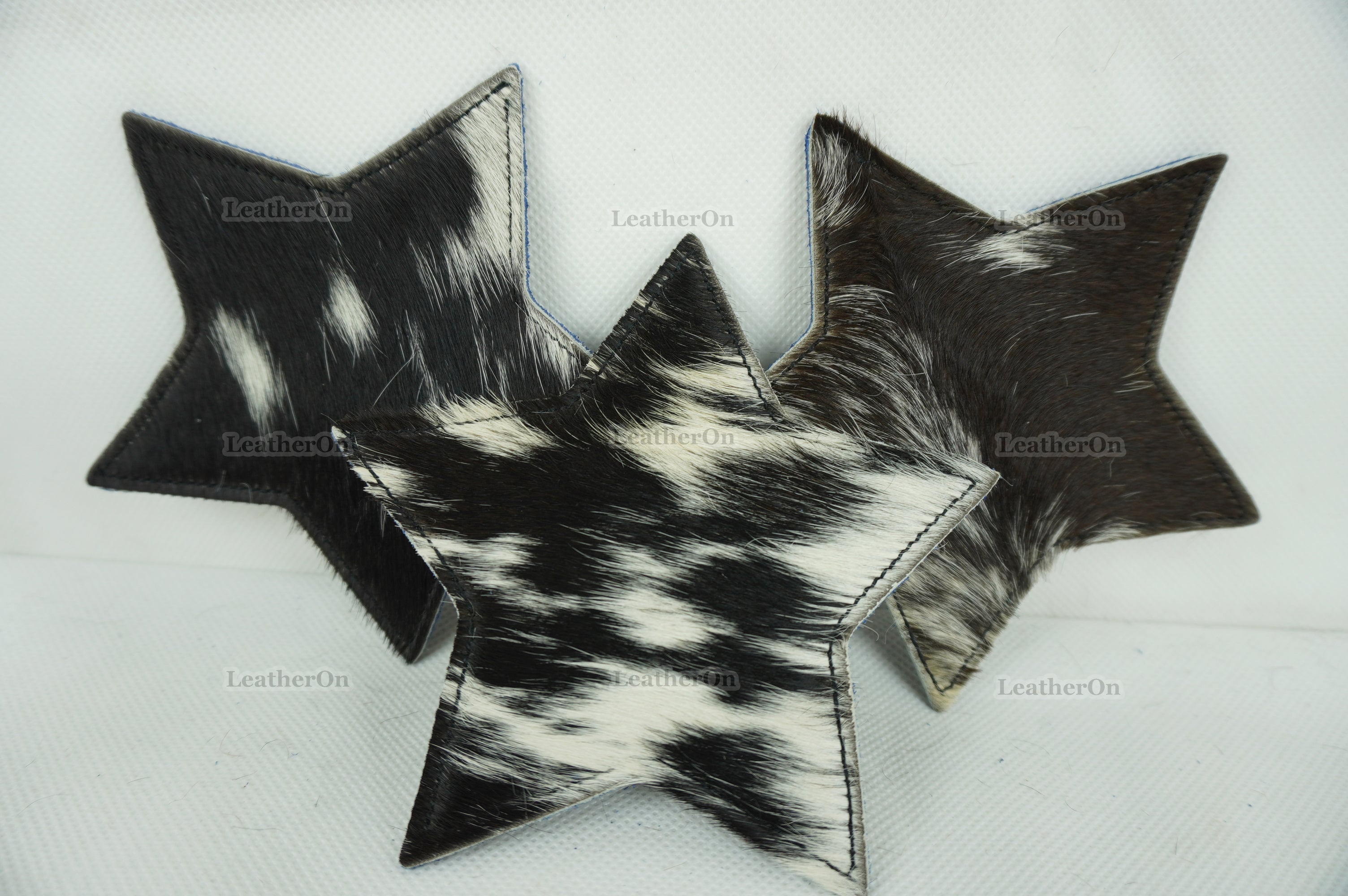Cowhide Tea Coasters | Real Hair-on-Leather Tea Coasters | Star Shape Multi Color